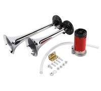 Klaxon à air comprimé - 12 V - Double trompette - Chromé - Avec compresseur