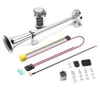 Klaxon à air comprimé - Kit avec compresseur - 12 V - 150 dB - Argent - Pour voiture, camion et bateau