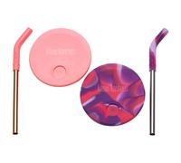 Klean Kanteen Kid's Cup Straw Lid 2-Pack Caoutchouc Enfants Rose/Rose Tie Dye