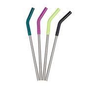 Klean Kanteen Lot de 4 pailles, en acier inoxydable avec embouts en silicone amovibles et sûrs, 8 mm de diamètre, multicolore, taille unique (1005789)