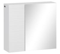 kleankin Armoire à Miroir de Salle de Bain en Panneau de Particules et Verre avec 4 Étagères Réglables et Design Mural, 48x15x45 cm, Blanc