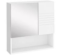 kleankin Armoire à miroir pour salle de bain double porte blanche | Étagère réglable