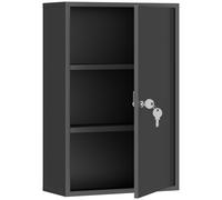 kleankin Armoire à Pharmacie 2 Étagères 3 Niveaux Verrouillable, Dim. 40L x 18l x 60H cm, 2 Clés, Métal, Noir