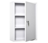 kleankin Armoire à Pharmacie 2 étagères 3 Niveaux verrouillable dim. 40L x 18l x 60H cm 2 clés métal Blanc