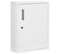 kleankin Armoire à pharmacie armoire à médicaments murale 2 étagères 3 niveaux avec porte verrouillable 2 clés acier 40 x 15 x 53,5 cm blanc