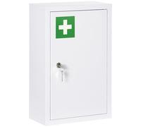 kleankin Armoire à pharmacie armoire à médicaments murale à 3 niveaux avec porte verrouillable 2 clés en acier, blanc