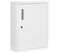 kleankin Armoire à pharmacie armoire à médicaments murale 2 étagères 3 niveaux avec porte verrouillable 2 clés acier 40 x 15 x 53,5 cm blanc