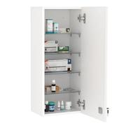 kleankin Armoire à pharmacie murale avec serrure - 30x20x70cm - Blanc | 5 étagères, Tablettes réglables, Bois et verre