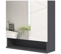Kleankin Armoire avec Miroir Salle de Bain à 2 Portes et Tablettes Réglables en Bois, 55x17x55cm, Gris