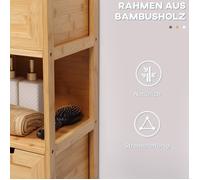 kleankin Armoire de salle de bain Armoire de rangement en bambou avec 2 tiroirs Armoire basse anti-basculement de s