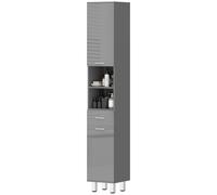 kleankin Armoire de salle de bain, commode de bain, avec étagères et tiroir, réglable, Gris