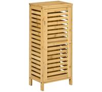 kleankin Armoire de Salle de Bain en Bambou Meuble Salle de Bain Rangement avec 1 étagère réglable - pour Salle de Bain, Salon, Cuisine 30 x 19,9 x 70 cm Naturel