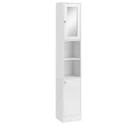 kleankin Armoire de Salle de Bain Haute Miroir Blanc | Design autoportant, étagères réglables