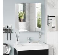 Armoire murale - kleankin - salle de bain 3 portes miroir étagères réglables rangement - MDF - 70x15x60cm - blanc