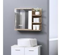 kleankin Armoire Miroir de Salle de Bain Aspect Chêne Clair | 3 Étagères Latérales, Kit Installation Murale Fourni, Panneaux Particules