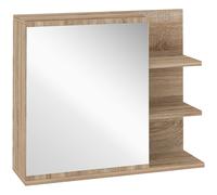 kleankin Armoire-miroir salle de bain – 3 étagères latérales – kit installation murale – chêne clair