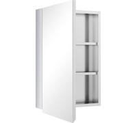 kleankin Armoire Miroir de Salle de Bain en Acier inoxydable armoire Murale de Toilette avec 1 Porte Miroir et 2 étagères dim. 39L x 12l x 60H cm