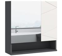 kleankin Armoire Miroir de Salle de Bain Murale 55x17x55 cm Gris Clair | Armoire de rangement de salle de bain, étagères réglables