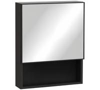 kleankin Armoire Miroir Murale Noire Acier Inoxydable Étagère Ouverte Aosom France