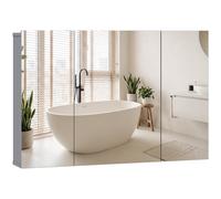 kleankin Armoire-miroir murale pour salle de bain, armoire à pharmacie à 3 portes, étagères réglables, Gris
