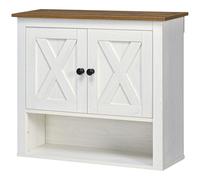 kleankin Armoire murale, armoire salle de bain avec placard à portess et compartiment ouvert, dim. 60 x 19,5 x 52,5 cm, blanc