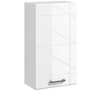 kleankin Armoire murale de salle de bain 1 porte avec étagère réglable en hauteur 3 niveaux 37 x 22,5 x 70 cm blanc haut brillant