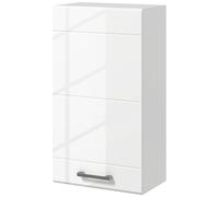 kleankin Armoire murale de salle de bain 1 porte avec étagère réglable en hauteur 3 niveaux 37 x 22,5 x 70 cm blanc haut brillant