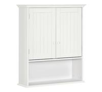 kleankin Armoire Murale de Salle de Bain 2 Portes 60x20x70.5 cm Blanche | Fermeture magnétique, étagère ouverte, armoire de salle de bain murale, étagère réglable, pour cuisine, entrée, salon