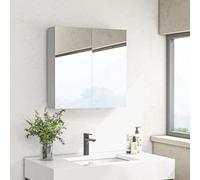 kleankin Armoire murale miroir salle de bain 2 portes 3 niveaux étagère réglable 60x15x60 cm blanc