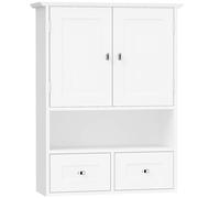 kleankin Armoire murale de salle de bain, armoire de toilette, avec portes, étagère, 2 tiroirs, 50,8l x 17,8P x 66H cm, blanc
