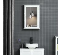 kleankin Armoire murale miroir avec étagère réglable design contemporain armoire de toilette en bois MDF et verre dim. 41lx 14P x 60H cm blanc