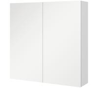 kleankin Armoire murale de salle de bain miroir placard de rangement 2 portes 3 niveaux étagère réglable 60 x 15 x 60 cm blanc