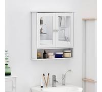 Armoire Murale étagère Salle de Bain kleankin 56L x 13l x 58H cm Double Porte Miroir étagère réglable MDF Gris