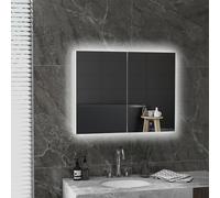 kleankin Armoire Murale Miroir avec éclairage LED de Salle de Bain 2 en 1,3 Niveaux étagères à Hauteur réglable, Meuble 2 Portes, dim. 90L x 15l x 70H cm Blanc
