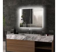 kleankin Armoire Murale Miroir de Salle de Bain 90L x 15l x 70H cm Blanc | Avec Éclairage LED, 2 en 1, 3 Niveaux Étagères à Hauteur Réglable, Meuble 2 Portes, Armoire Pharmacie
