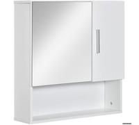 kleankin Armoire murale miroir de salle de bain avec portes et étagère réglable - dim. 54L x 15,2l x 55,3H cm blanc