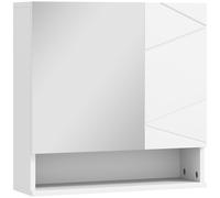 kleankin Armoire murale miroir de salle de bain placard de rangement 2 portes 55 x 17 x 55 cm blanc