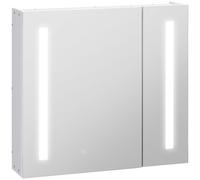kleankin Armoire murale miroir lumineux LED salle de bain 2 portes avec 3 niveaux 70 x 15 x 65 cm blanc