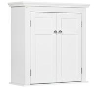 kleankin Armoire murale pour salle de bain suspendue avec étagères réglables et portes avec fermeture magnétique pour cuisine, salle à manger, 58 x 24 x 60 cm, blanc