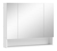 kleankin Armoire murale salle de bain avec miroir, armoire de toilette 3 portes miroir, étagères réglables, 90x15x75cm, blanc