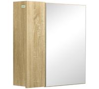 kleankin Armoire Murale Salle de Bain avec Miroir Étagères et Portes Naturel Aosom France