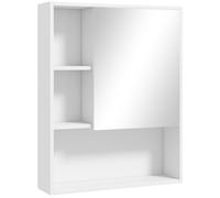 kleankin Armoire murale salle de bain avec miroir, meuble salle de bain, 5 compartiments et étagère réglable, 60x15x76cm, blanc