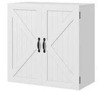 kleankin Armoire Murale Salle de Bain en Bois Style Campagnard avec Étagère Réglable, 60x30x60cm, Blanc