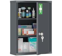 kleankin Armoire Pharma Verrouillable 3 Compart. 40x15x53.5cm Gris Anthr. | Armoire d'apothicaire, Armoire à pharmacie, Armoire de premiers secours avec 2 clés, Acier