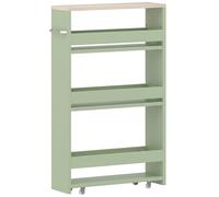 kleankin Chariot de rangement à 3 niveaux chariot de stockage étagère sur roulettes avec poignée - 48 x 15 x 80 cm vert