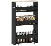 kleankin Chariot de rangement 3 niveaux – roulettes, poignée – 48x15x80 cm – Noir