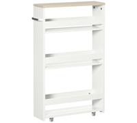 Chariot de rangement - kleankin - 3 niveaux stockage étroite cuisine salle de bain buanderie bureau - bois - 48x15x80cm - blanc