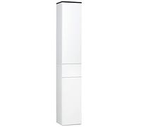 kleankin Colonne de Bain avec 2 armoires et tiroir 30x28x180 cm Blanc | Armoire de salle de bain haute, rangement gain de place avec 2 portes, étagères en bois réglables.