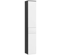 kleankin Colonne de Bain avec 2 armoires et tiroir 30x28x180 cm Noir | Armoire de salle de bain haute, rangement gain de place avec 2 portes, étagères en bois réglables.