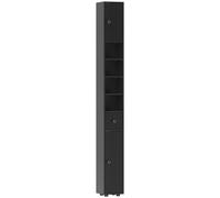kleankin Colonne de rangement armoire haute pour salle de bain 1 tiroir 4 étagères réglables et 2 placards 20 x 20 x 180 cm noir